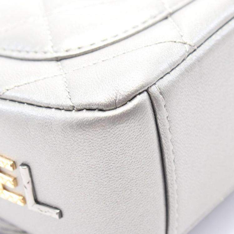 Pre Owned Chanel Matelasse Shoulder Bag Leather Silver