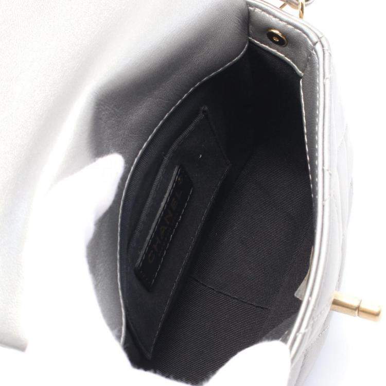 Pre Owned Chanel Matelasse Shoulder Bag Leather Silver