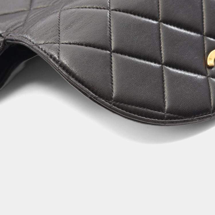 Pre Owned Chanel Matelasse Backpack Bag In Lambskin Leather Black