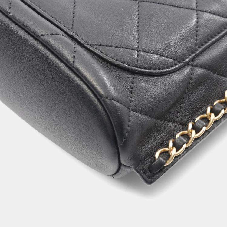 Pre Owned Chanel Matelasse Shoulder Bag Lambskin Leather Black