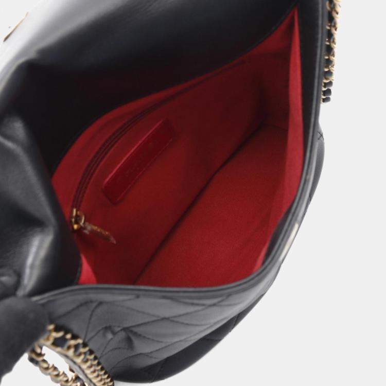 Pre Owned Chanel Matelasse Shoulder Bag Lambskin Leather Black