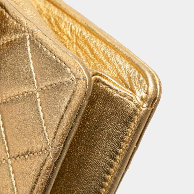 مملوكة مسبقًا Chanel Mini Matelasse Coco Mark Chain Shoulder Bag In Gold Lambskin