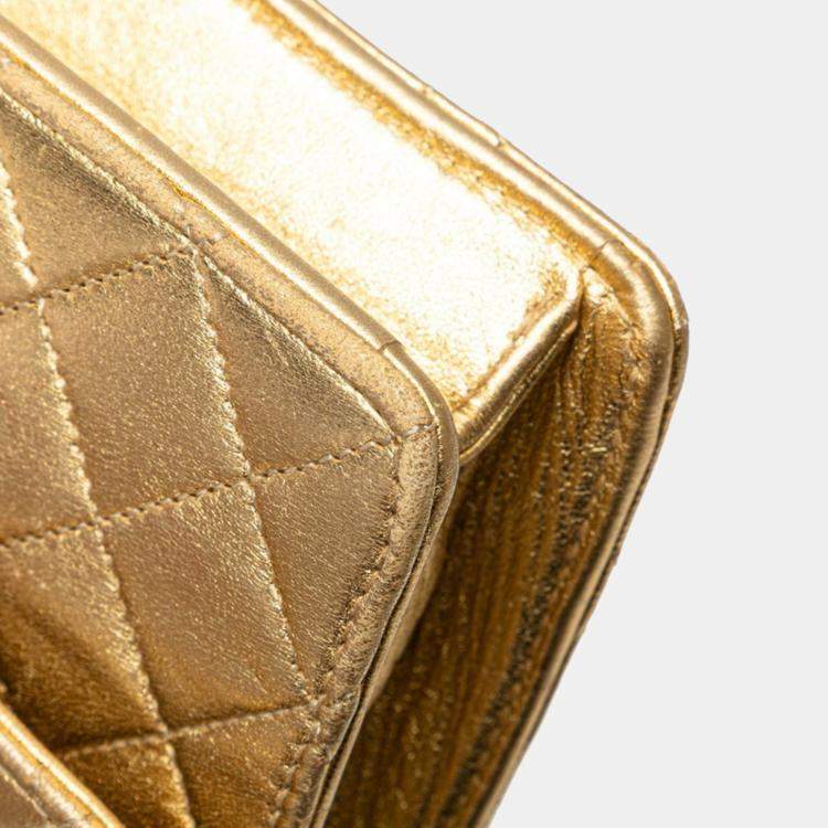 مملوكة مسبقًا Chanel Mini Matelasse Coco Mark Chain Shoulder Bag In Gold Lambskin