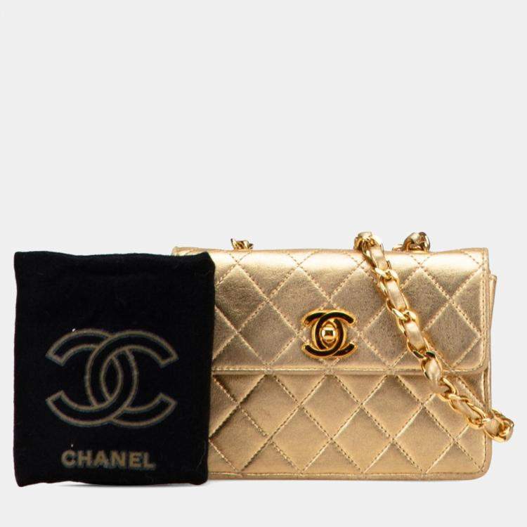 مملوكة مسبقًا Chanel Mini Matelasse Coco Mark Chain Shoulder Bag In Gold Lambskin
