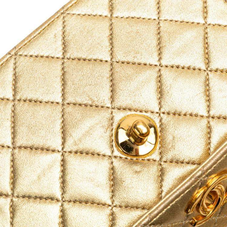 مملوكة مسبقًا Chanel Mini Matelasse Coco Mark Chain Shoulder Bag In Gold Lambskin