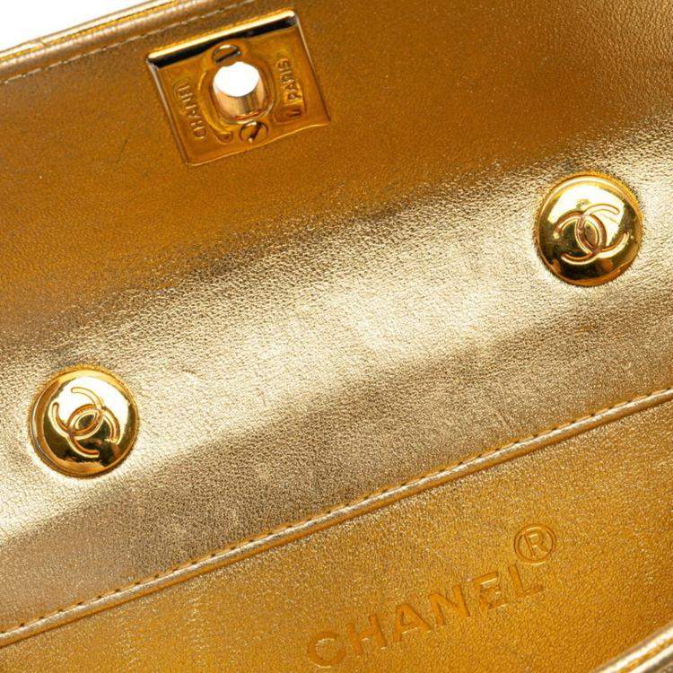 مملوكة مسبقًا Chanel Mini Matelasse Coco Mark Chain Shoulder Bag In Gold Lambskin