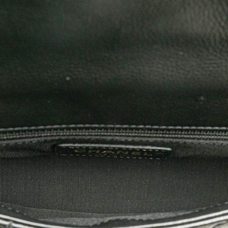 Pre Owned Chanel Coco Mark Matelasse Body Bag/Waist Bag/Pouch 2-Way Black Lambskin