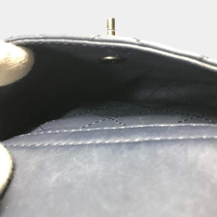 Pre Owned Chanel Matelasse Cc Coco Mark Chain 3-Way Drawstring Handbag Bag Shoulder Leather Blue