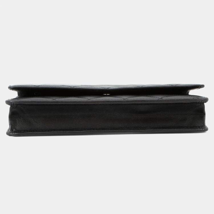 Pre Owned Chanel Chain Wallet Cambon Line Coco Mark Black