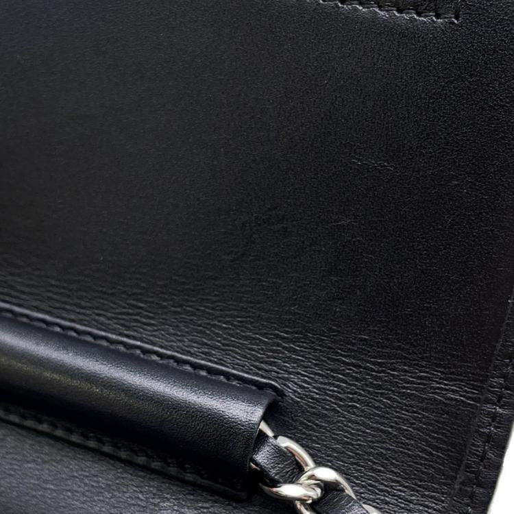Pre Owned Chanel Chain Wallet Cambon Line Coco Mark Black