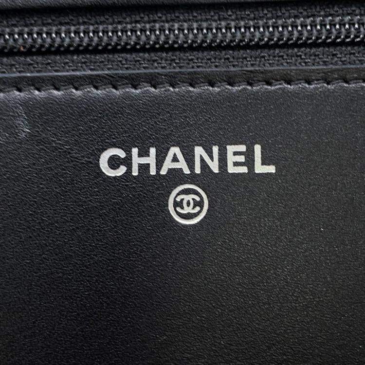 Pre Owned Chanel Chain Wallet Cambon Line Coco Mark Black