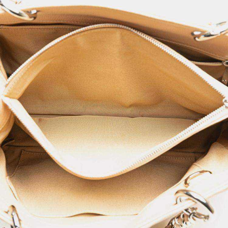 Pre Owned Chanel Matelasse Coco Mark Chain Tote Bag In Beige Caviar Leather