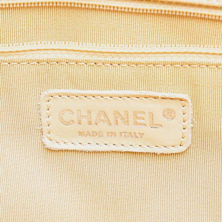 Pre Owned Chanel Matelasse Coco Mark Chain Tote Bag In Beige Caviar Leather
