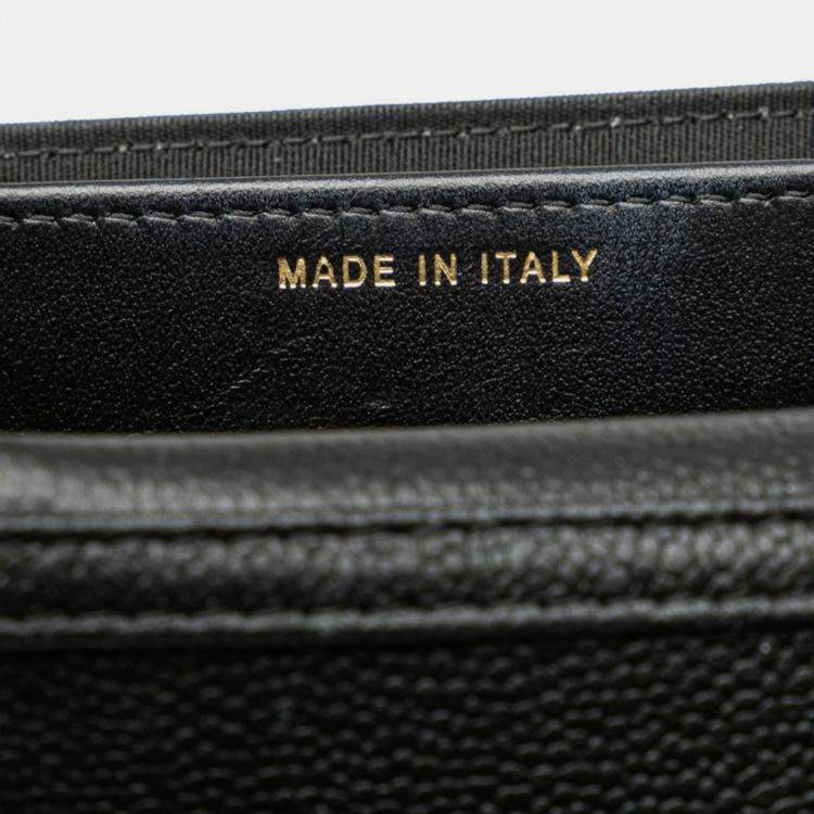 Pre Owned Chanel Matelasse Boy Chanel Coco Mark Chain Shoulder Wallet In Black Caviar Skin