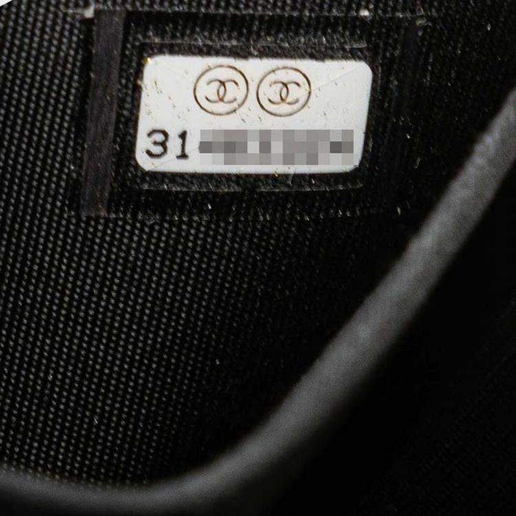 Pre Owned Chanel Matelasse Boy Chanel Coco Mark Chain Shoulder Wallet In Black Caviar Skin