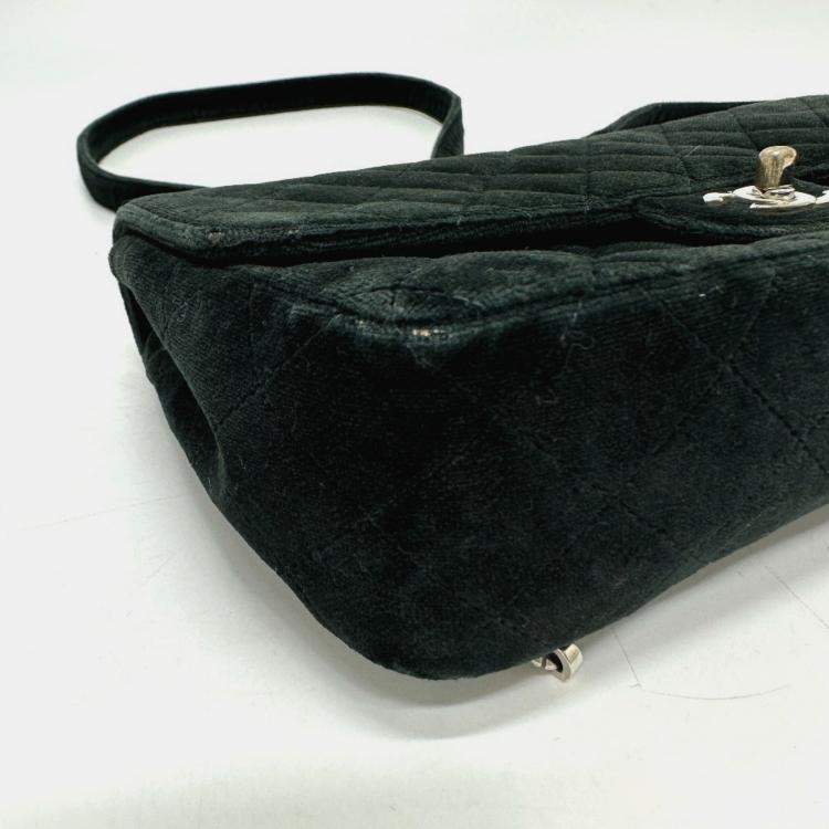 Pre Owned Chanel Matelasse Chain Backpack Velour Black