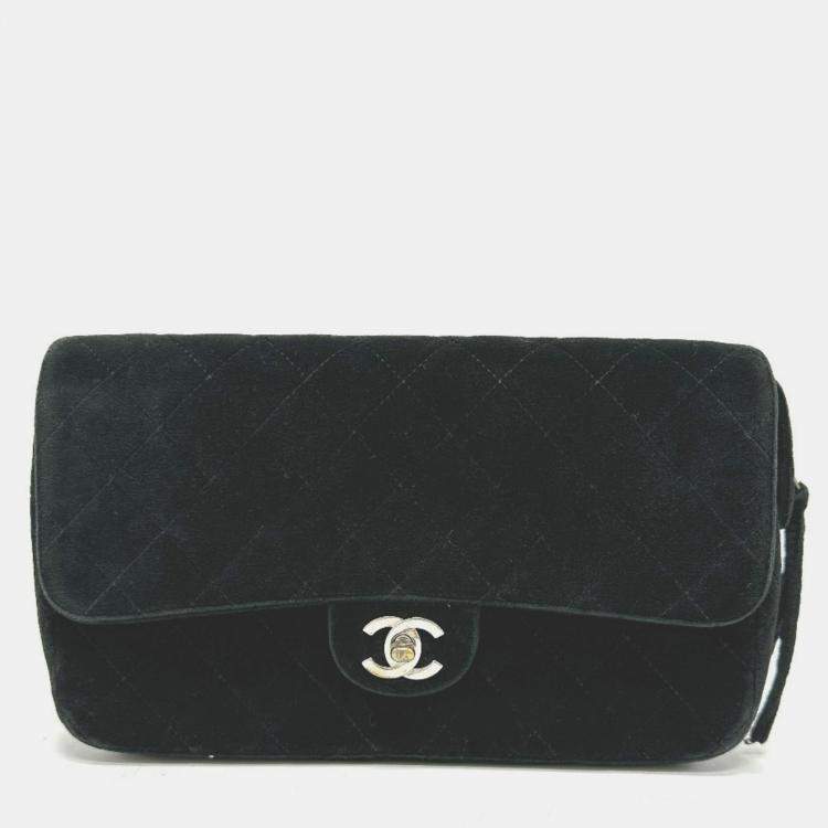 Pre Owned Chanel Matelasse Chain Backpack Velour Black