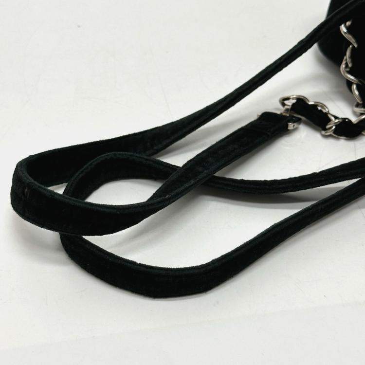 Pre Owned Chanel Matelasse Chain Backpack Velour Black