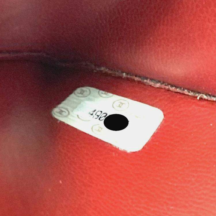 Pre Owned Chanel Cc Coco Mark Vanity Bag Handbag 2-Way Shoulder Caviar Skin Red