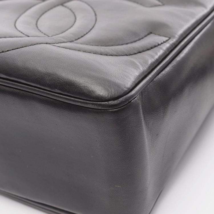 Pre Owned Chanel Triple Coco Mark Shoulder Bag Leather Black