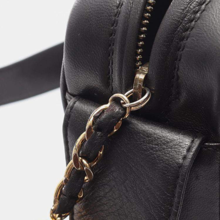 Pre Owned Chanel Triple Coco Mark Shoulder Bag Leather Black