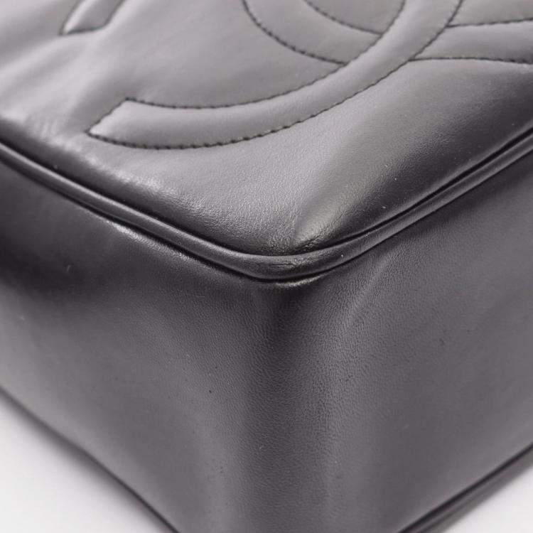 Pre Owned Chanel Triple Coco Mark Shoulder Bag Leather Black