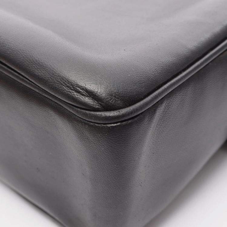 Pre Owned Chanel Triple Coco Mark Shoulder Bag Leather Black