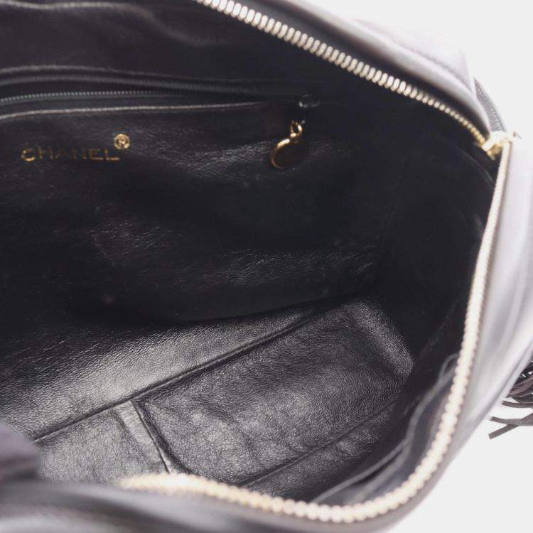 Pre Owned Chanel Triple Coco Mark Shoulder Bag Leather Black