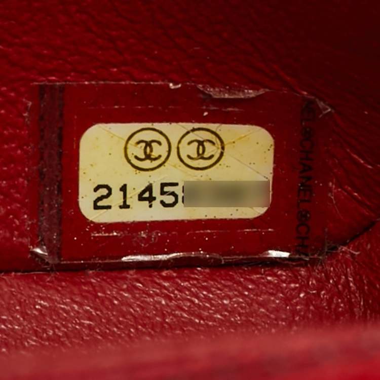 Pre Owned Chanel Square Classic Single Flap Mini Red Quilted Caviar Leather Bag