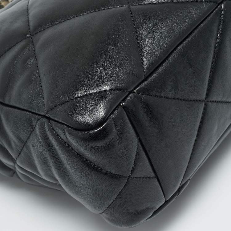 Pre Owned Chanel Vertical 19 Black Quilted Leather Shopping Bag