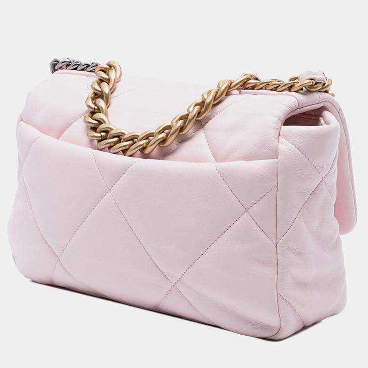 Pre Owned Chanel Pink Medium Lambskin 19 Flap