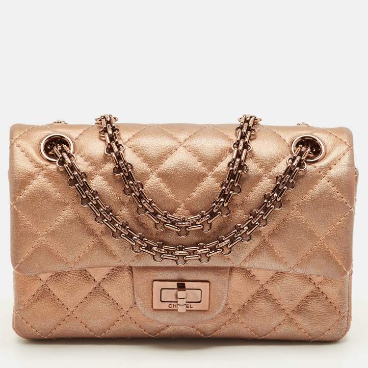 مملوكة مسبقًا Chanel Reissue 2.55 Classic 224 Rose Gold Quilted Leather Flap Bag
