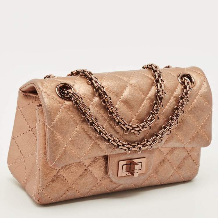 مملوكة مسبقًا Chanel Reissue 2.55 Classic 224 Rose Gold Quilted Leather Flap Bag