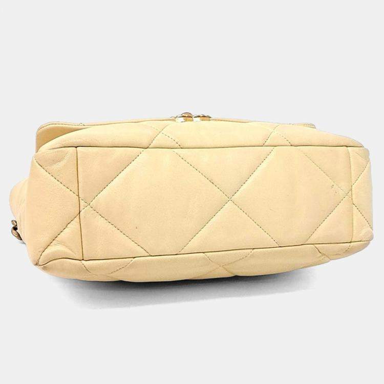 Pre Owned Chanel Yellow Leather 19 Flap Bag Large