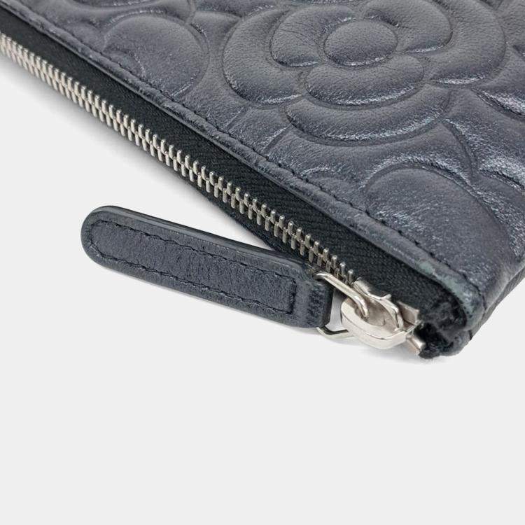 Pre Owned Chanel Blue Leather Camellia Clutch