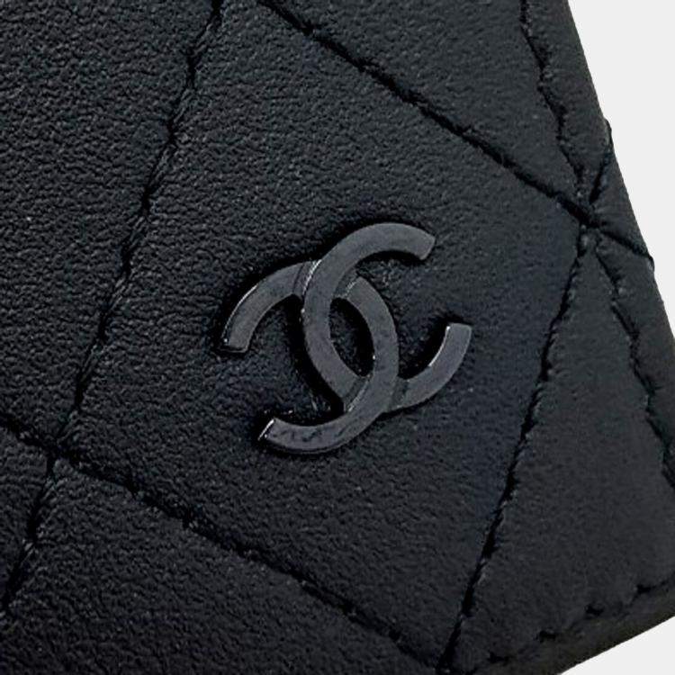 Pre Owned Chanel Black Leather card wallet