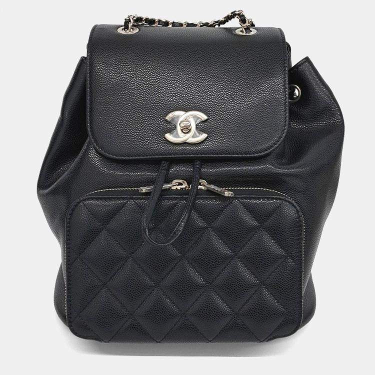 Pre Owned Chanel Black Caviar Business Affinity Backpack