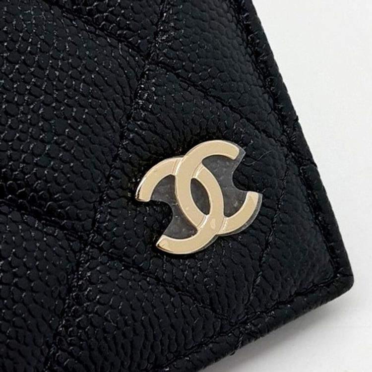 Pre Owned Chanel Black Caviar Passport Wallet