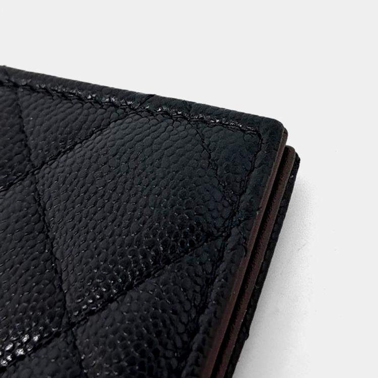 Pre Owned Chanel Black Caviar Passport Wallet