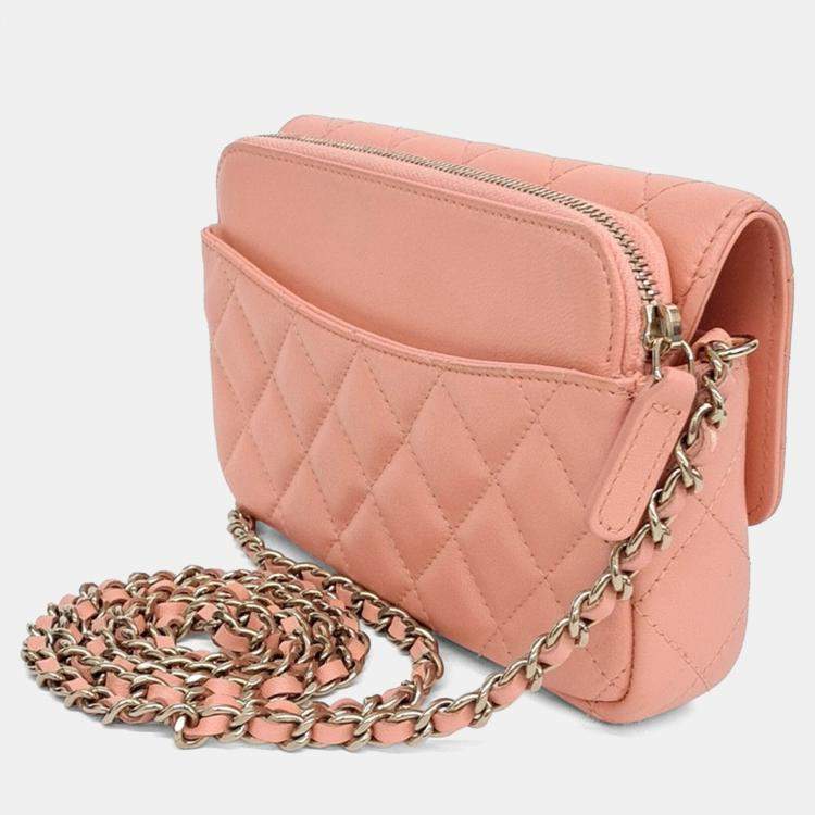 Pre Owned Chanel Orange Leather mini crossbody bag