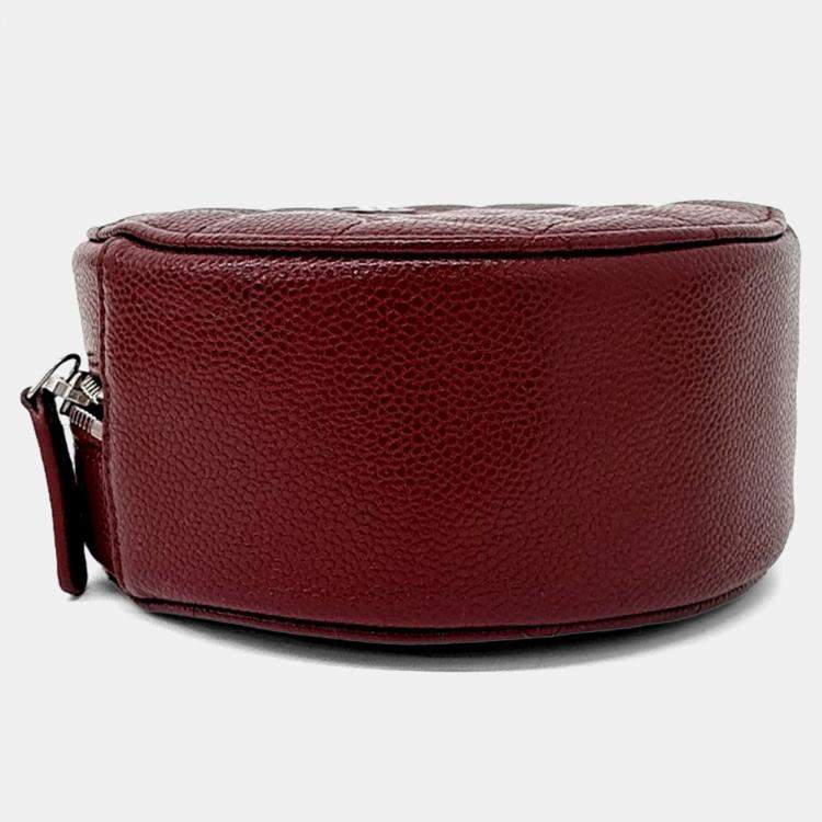 Pre Owned Chanel Red Leather Round Crossbody Bag