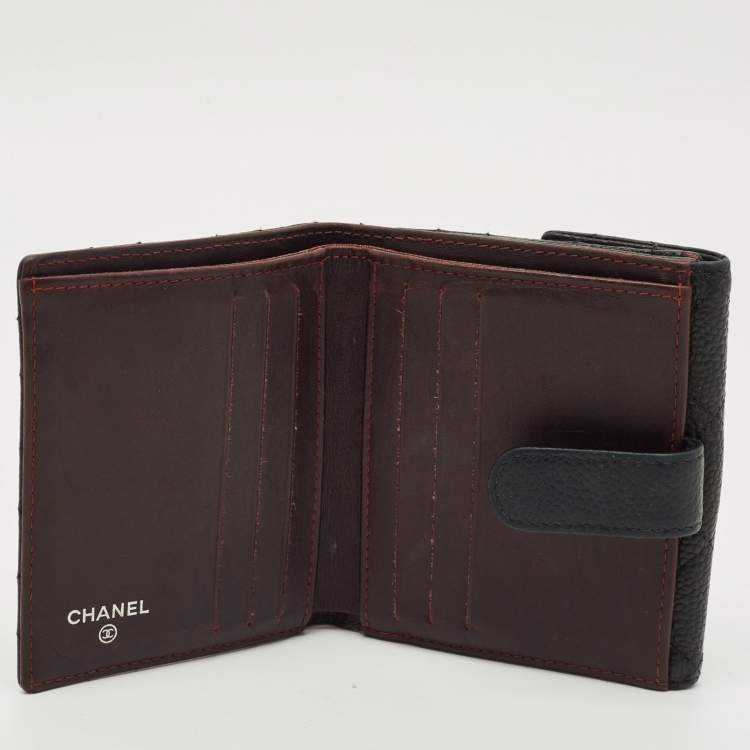Pre Owned Chanel CC Black Quilted Caviar Leather French Wallet