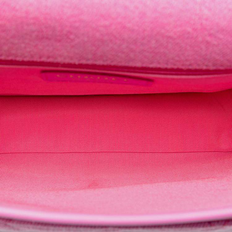 Pre Owned Chanel Pink Small CC Quilted Denim Messenger Flap