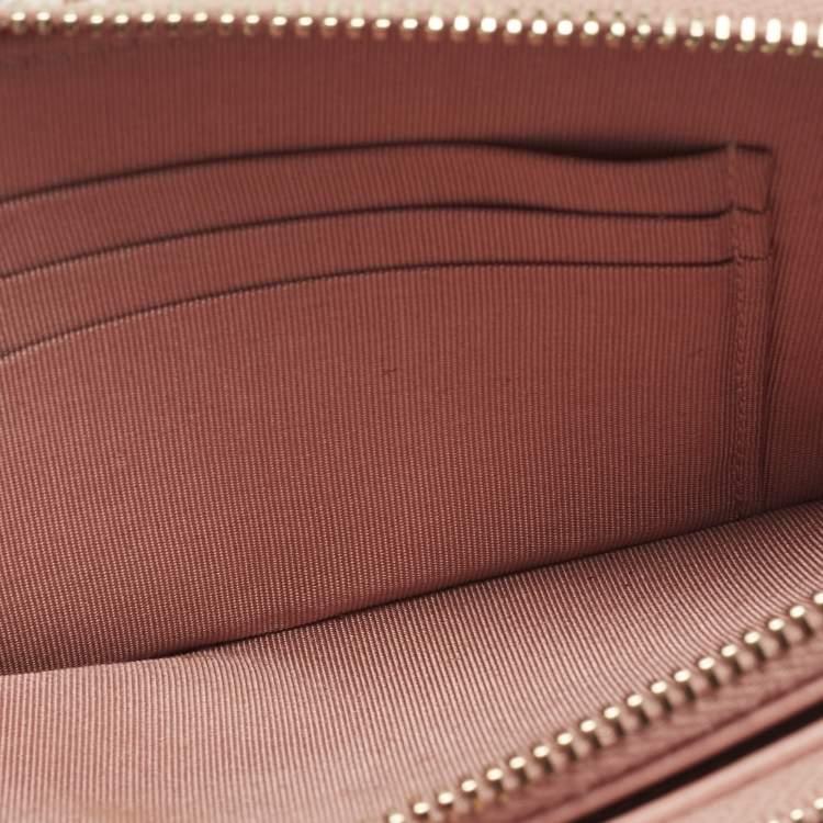 Pre Owned Chanel Deauville Double Zip Pink Fabric Chain Clutch 