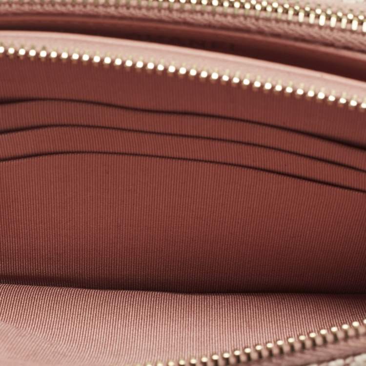 Pre Owned Chanel Deauville Double Zip Pink Fabric Chain Clutch 