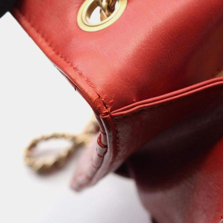 Pre Owned Chanel Gabrielle Red Chevron Quilted Leather Flap Bag