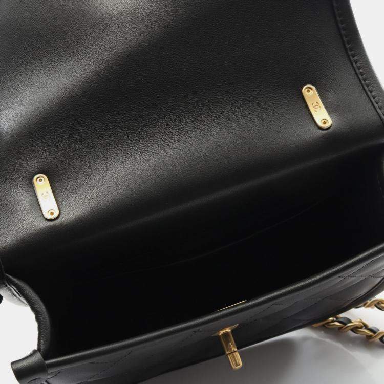 Pre Owned Chanel CC Messenger Flap Small Black Leather Shoulder Bag