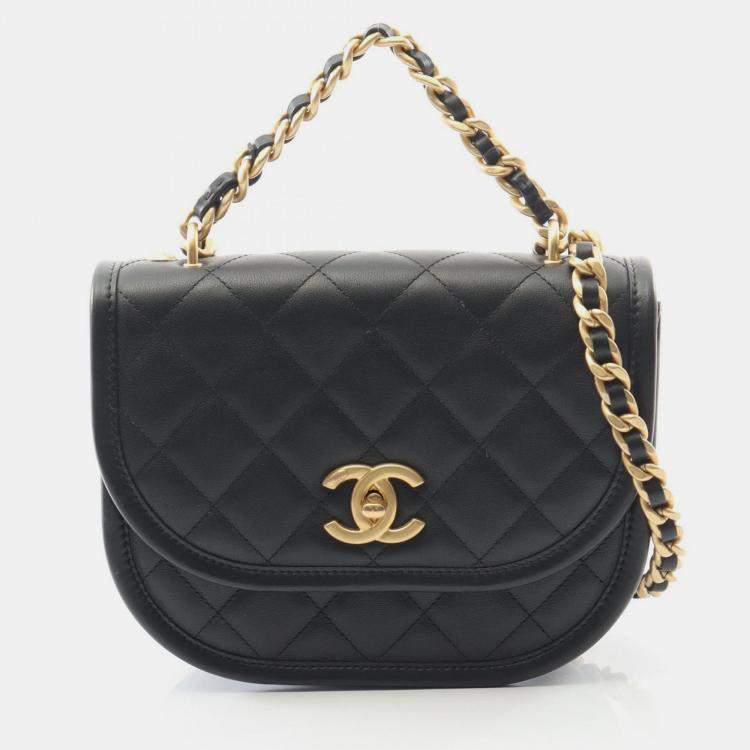 Pre Owned Chanel CC Messenger Flap Small Black Leather Shoulder Bag