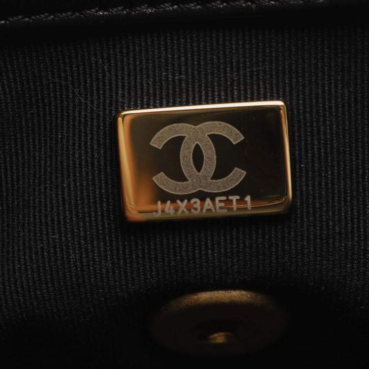 Pre Owned Chanel Lacquered Chain Flap Mini Black Lambskin Quilted Shoulder Bag