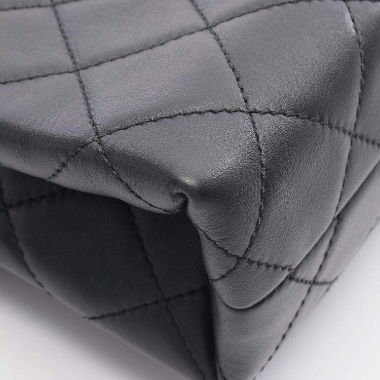 Pre Owned Chanel Enchained Black Leather Flap Bag